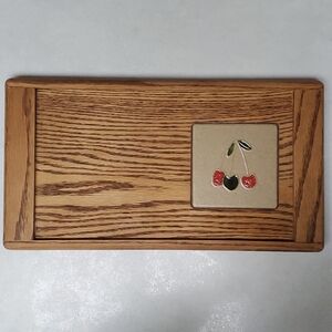 Vintage MCM Wood and Tile Serving Tray by Domi Langley BC Handmade in Canada